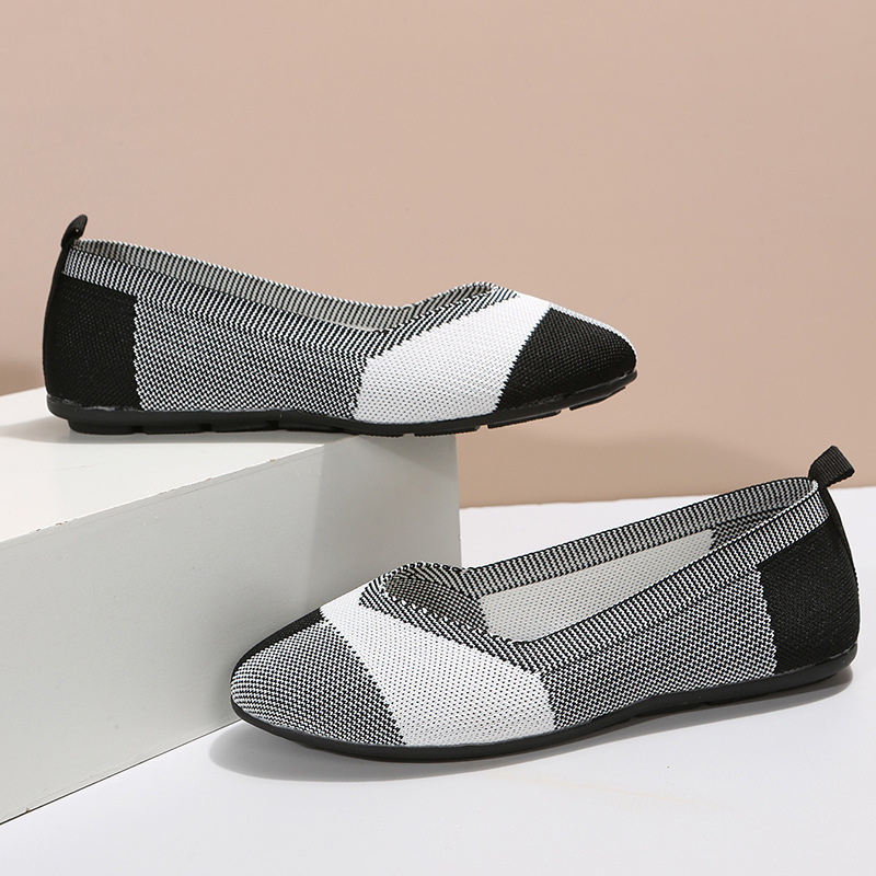 Women's matching color light mouth round head lazy loafers_voghion.com
