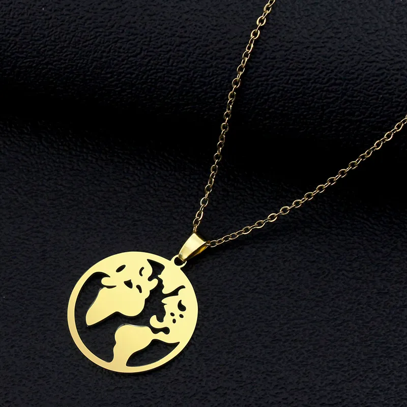 Colliers pendentifs créatifs Globe Charm Boho Jewelry Earth Travel pour femmes et hommes Cadeaux Collier cadeau d'anniversaire_voghion.com