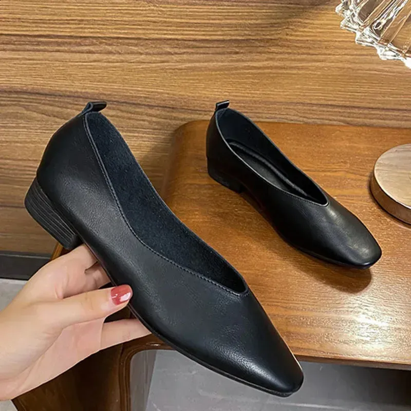 Damskie wiosenne swobodne kwadratowe noski niskie miękkie podeszwy Lolita płaskie baleriny czerwone damskie eleganckie francuskie retro klamry Mary Janes_voghion.com