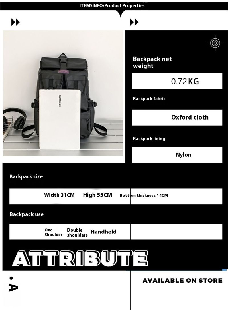 Herren High-End-Sinn, große Kapazität Freizeit Reise Computer Tasche, Arbeitskleidung, Roll Mund wasserdichter Rucksack,_voghion.com