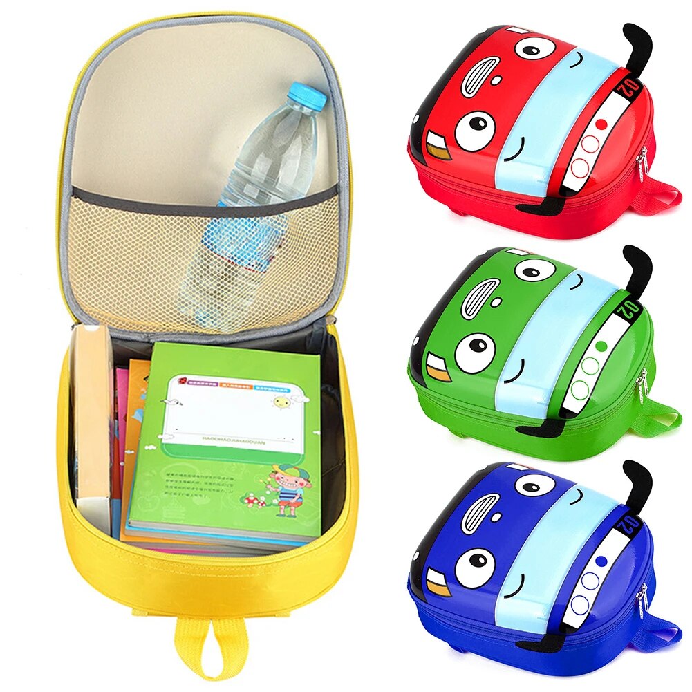 Zaino per bambini in 3D con bus dei cartoni animati, per la scuola materna, per bambini piccoli, da viaggio_voghion.com