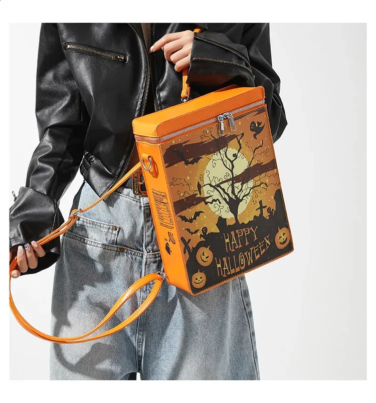 Lustiger süßer Schulrucksack für Mädchen, Damen-Handtasche, schwarz, Gothic-Punk-Stil 240912_voghion.com