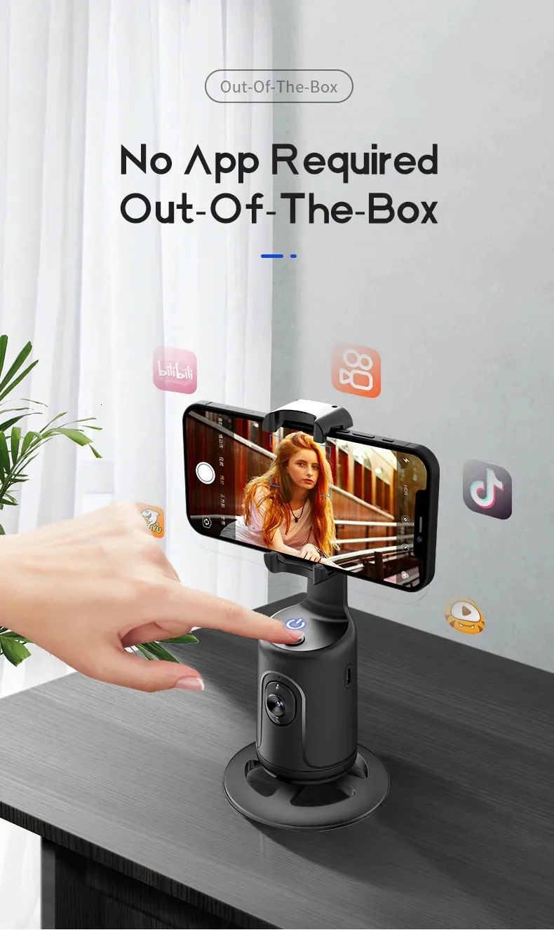 Selfieshow P01 Stabilisateur portatif universel à rotation automatique à 360° pour smartphone, vidéo en temps réel_voghion.com