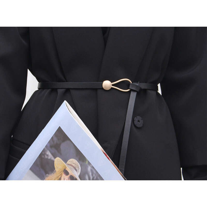 Cintura sottile con cento nodi da donna, nera alla moda con abito, cintura da maglione_voghion.com