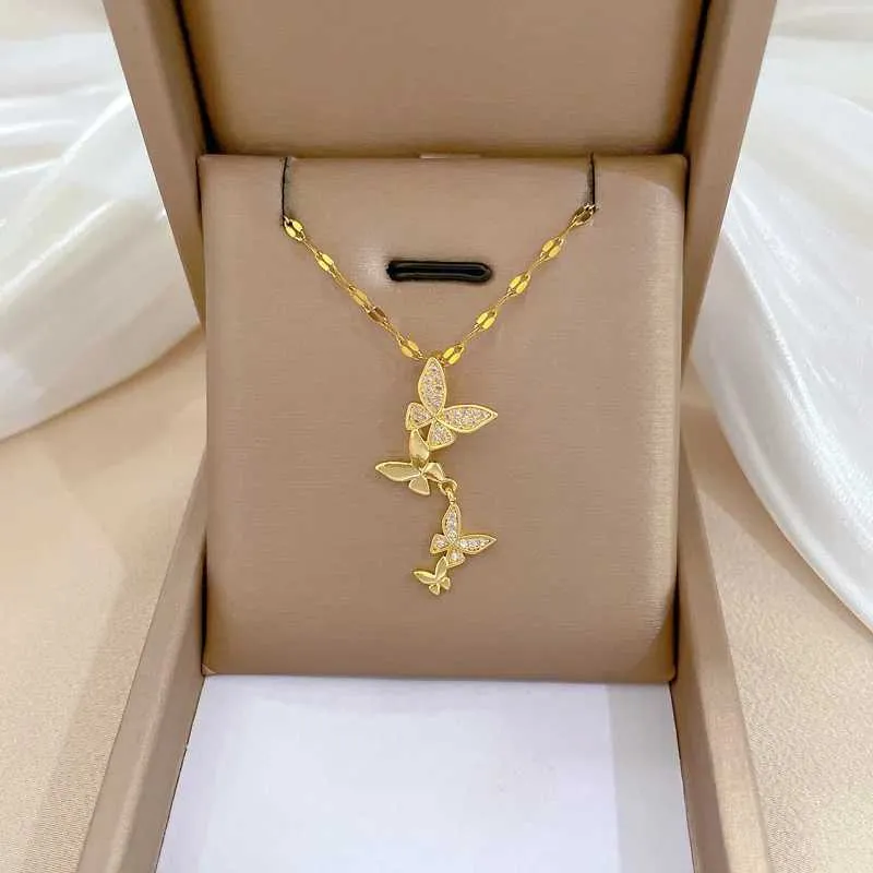 Collane con ciondolo Squisito farfalla nappa luce lussuoso temperamento splendida collana moda classico versatile_voghion.com