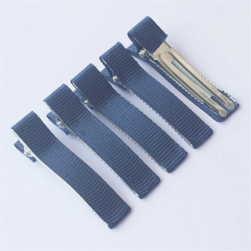 300pcs 5cm Grosgrain Ribbon Lined Alligator Hairpins for Princess Girls Ponytail Clips Children Metal Hair Barrettes_voghion.com