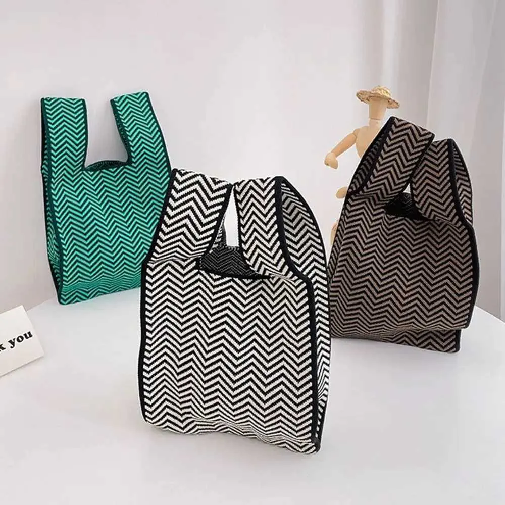 Gestrickte Damen Handtasche Bunte Nischentasche Für Den Einkauf_voghion.com