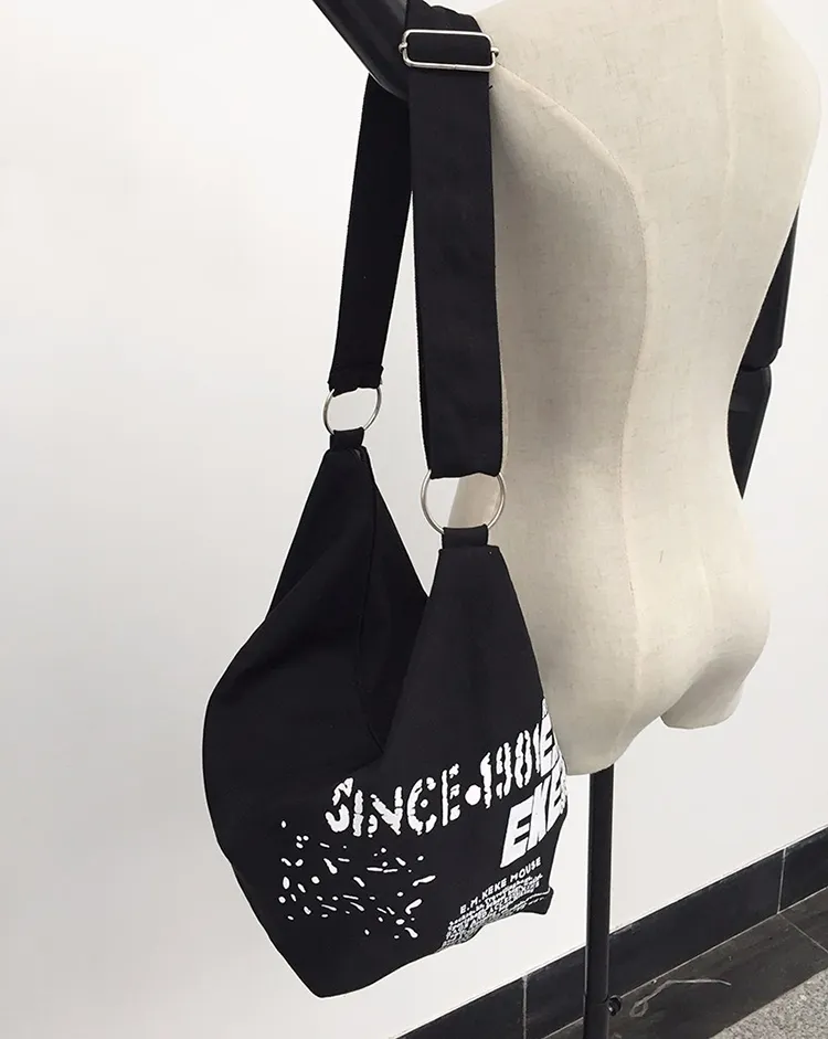 Yogodlns Borsa a tracolla in tela con decorazioni a lettere per donna, grande capacità, borsa da viaggio per studenti, borsa per la spesa_voghion.com