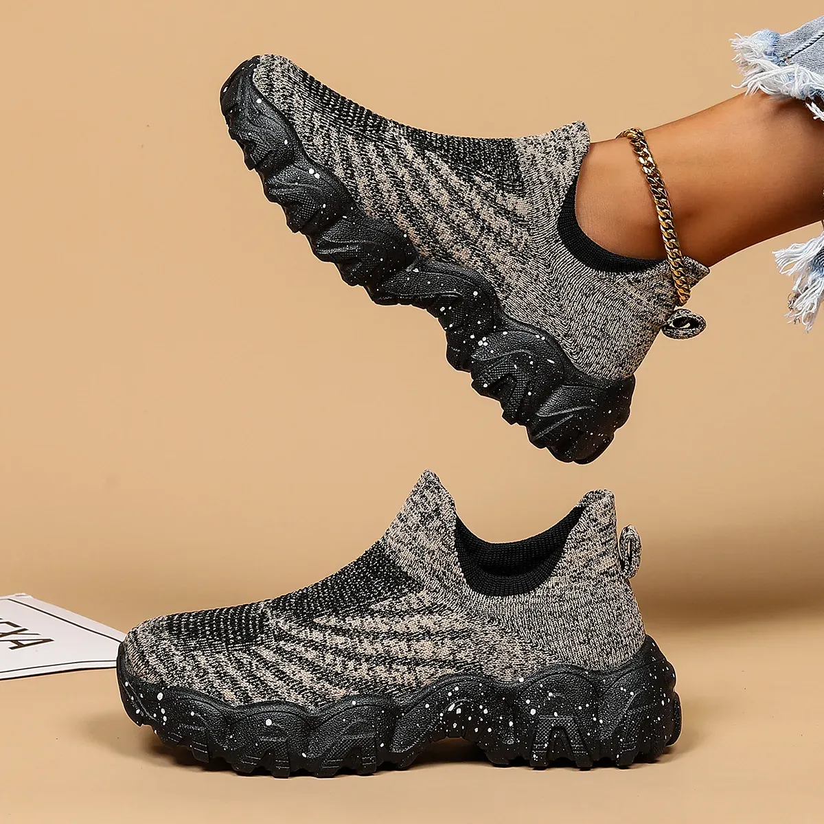 Women Shoes Large Size Mesh Breathable Fly Weaving Platform Sole Sport Sneakers Baskets Femme Casual Slip on ato_voghion.com