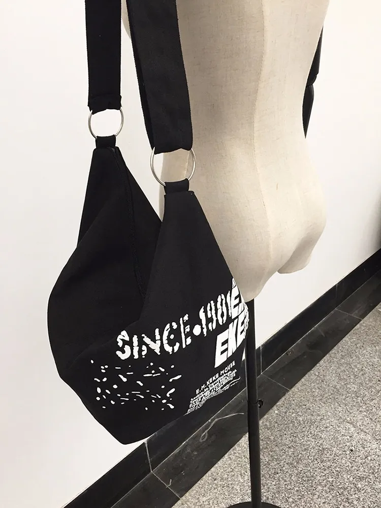 Yogodlns Borsa a tracolla in tela con decorazioni a lettere per donna, grande capacità, borsa da viaggio per studenti, borsa per la spesa_voghion.com