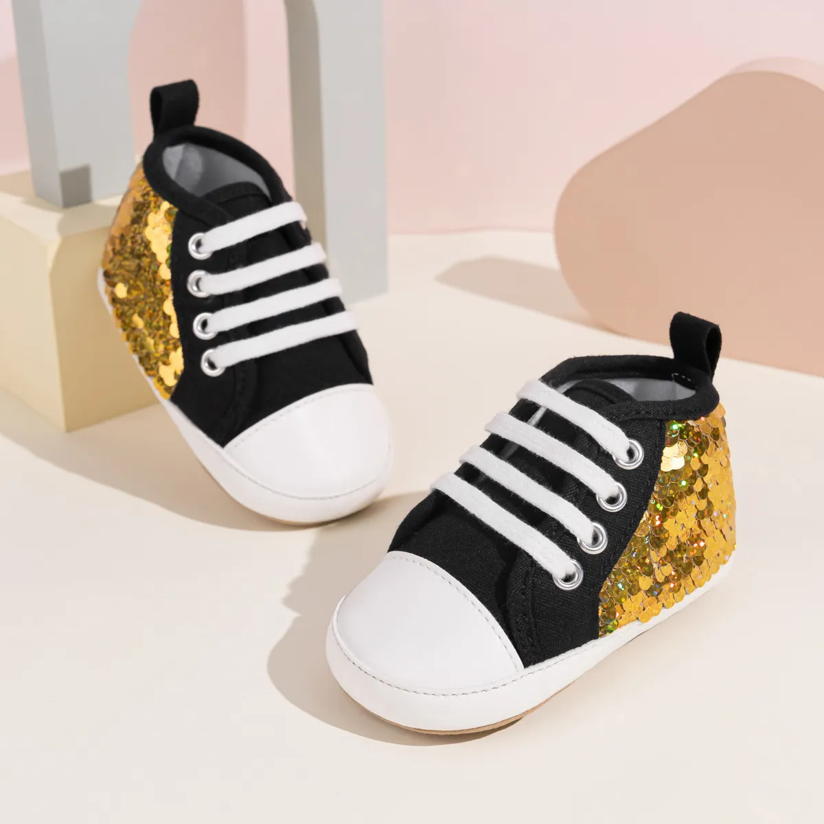 Mode Pailletten Baby Turnschuhe High Top Anti Slip Weiche Sohlen Infant Junge Mädchen Littlesprouts Kleinkind Gummi Bequem_voghion.com
