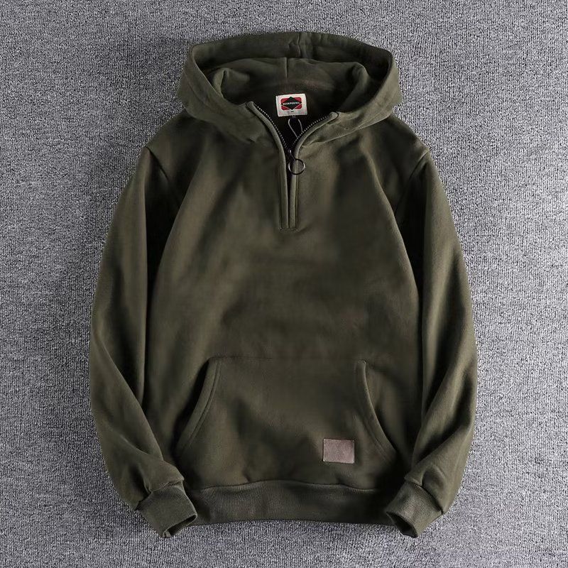 American Mode lässig halboffener Hals 2023 Herbst Jugendjacke dick geschlungen Wollpullover für Herren Felpa con cappuccio Trend_voghion.com