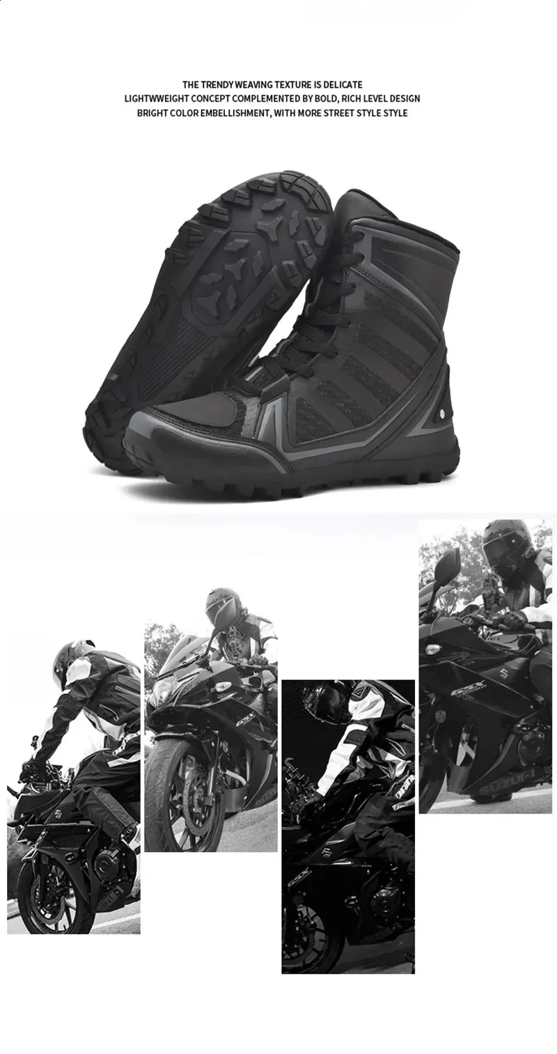 Breathable Striped Motorcycle Off-road Boots For Men Hiking Shoes_voghion.com