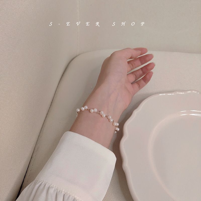 Natural Freshwater With Niche Design, Color Preserving Electroplated Bracelet, Hand Woven Fancy Pearl Bracelet_voghion.com