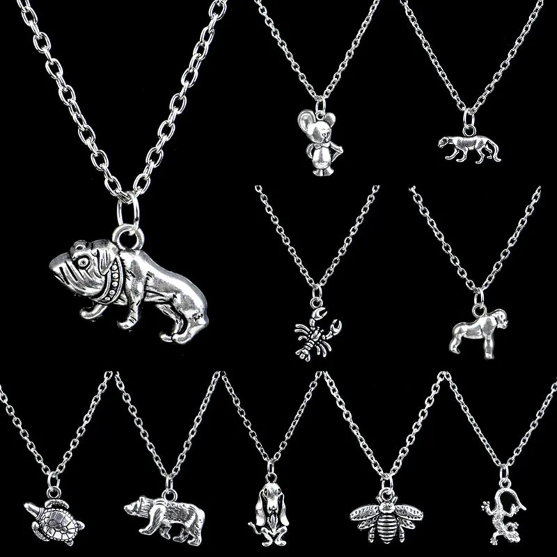 Collane con ciondolo Collana con catena con parola animale Targhetta per cani Topo Ape Leopardo Amico Regali per uomini Donne Gioielli Ciondolo_voghion.com
