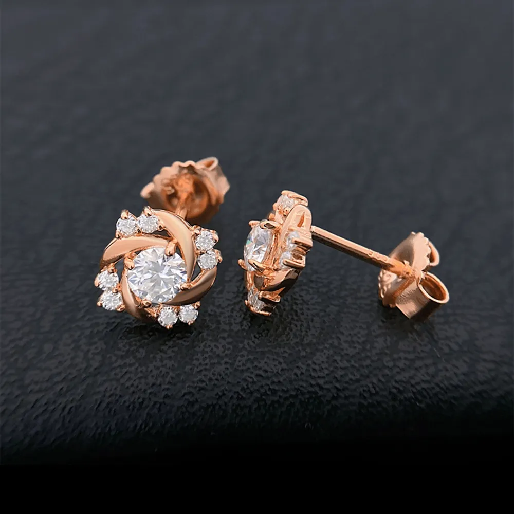 Cercei cu diamant și floare Charm Vvs, model moissanit, pentru femei, cercei rotunzi din argint, cu șuruburi pentru bărbați, bijuterii de înaltă calitate, testare gratuită_voghion.com