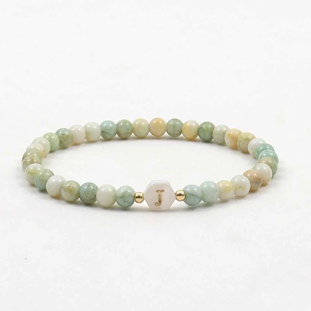 Chaîne 2023 Nouvelle Fleur Et Lettre Hexagonale Initiale Bracelet À Breloques En Perles Colorées Pour Femmes Bijoux CadeauL24_voghion.com