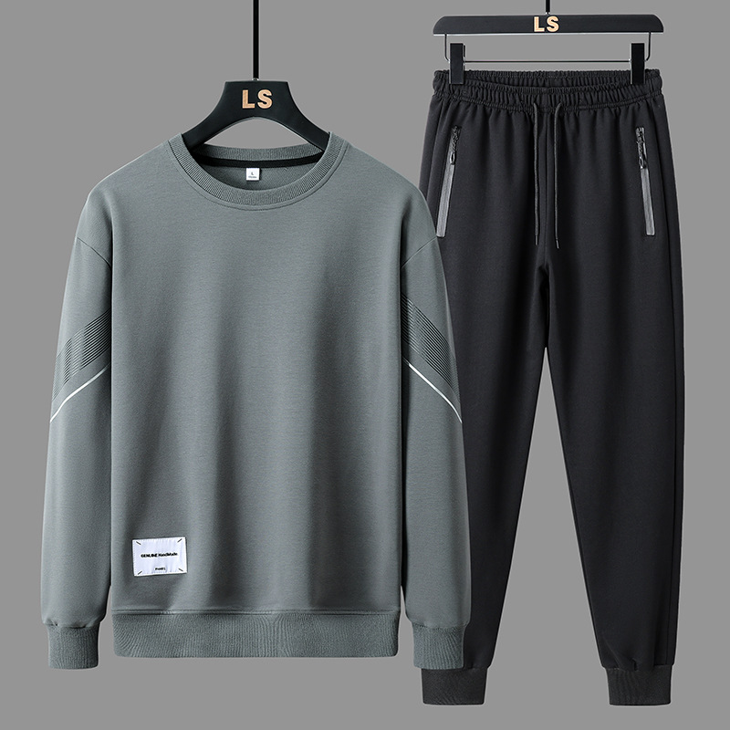 2024 Autumn/Winter New Casual Round Neck Hoodie Pants Men's Trendy Brand Sportswear Two Piece Set_voghion.com
