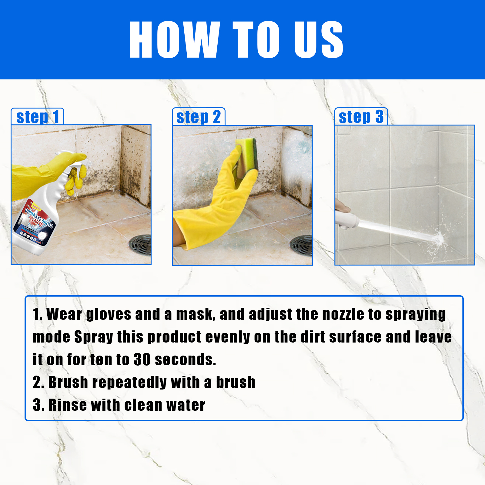 Jaysuing Stone Cleaning Spray, Domestic Kitchen Marble Tile Decontamination Repair Scratch Cleaner_voghion.com
