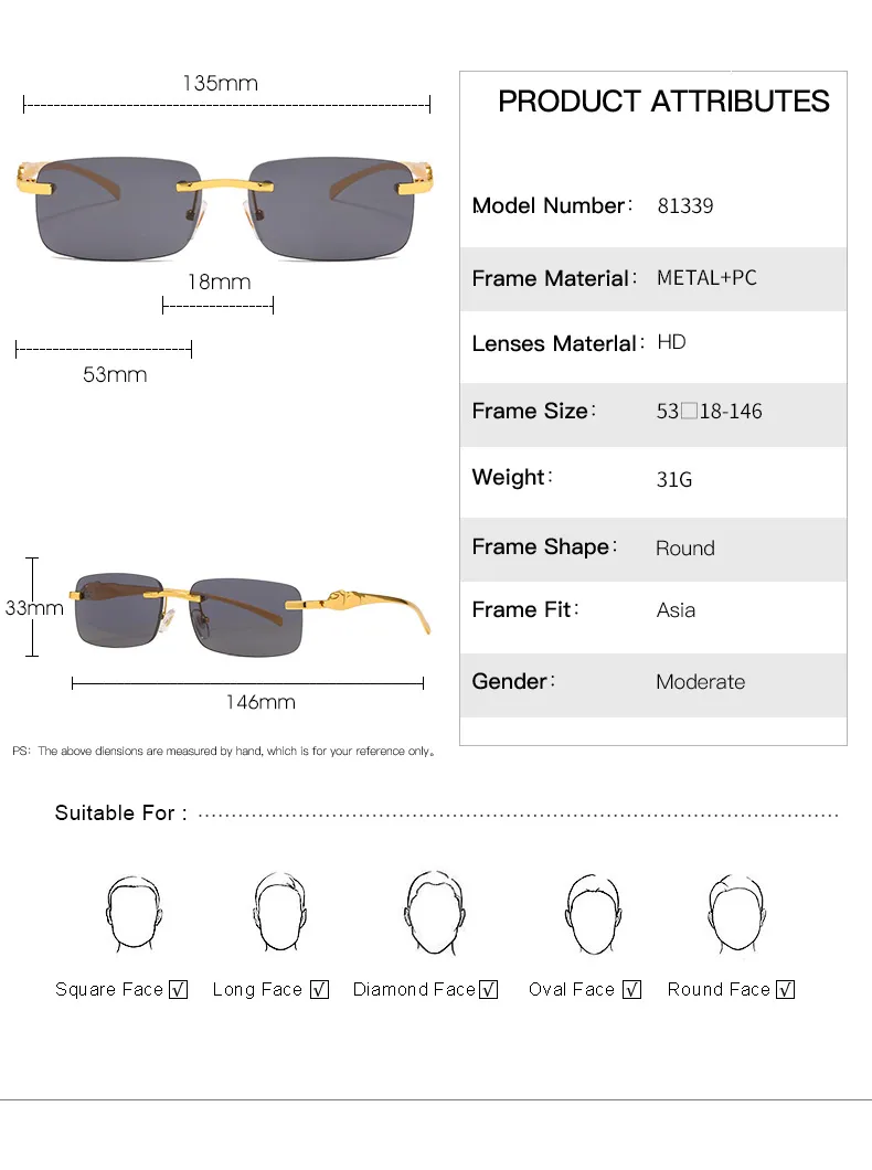Leopard Frameless multiple styles Men Fashion Trend Street Shooting Sunglasses Women Personality business affairs Mirror_voghion.com