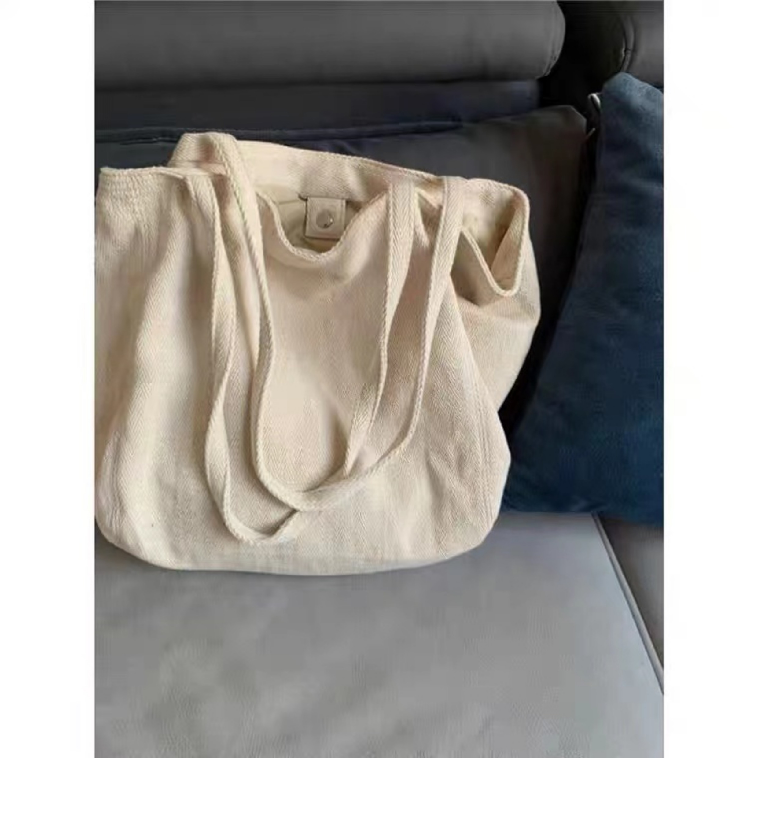 2024 New Handheld Single Simple Commuting Canvas Women's Twill Tote Casual Korean Edition Large Capacity Shoulder Bag_voghion.com