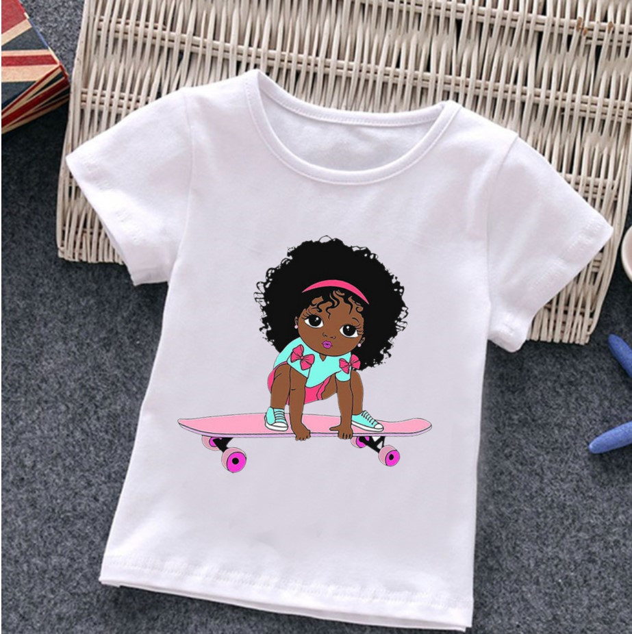 Mother & Kids Black Children Girls Printed T-shirt Feminism Short Sleeve Top African Girl Print Ladies Short Sleeve_voghion.com