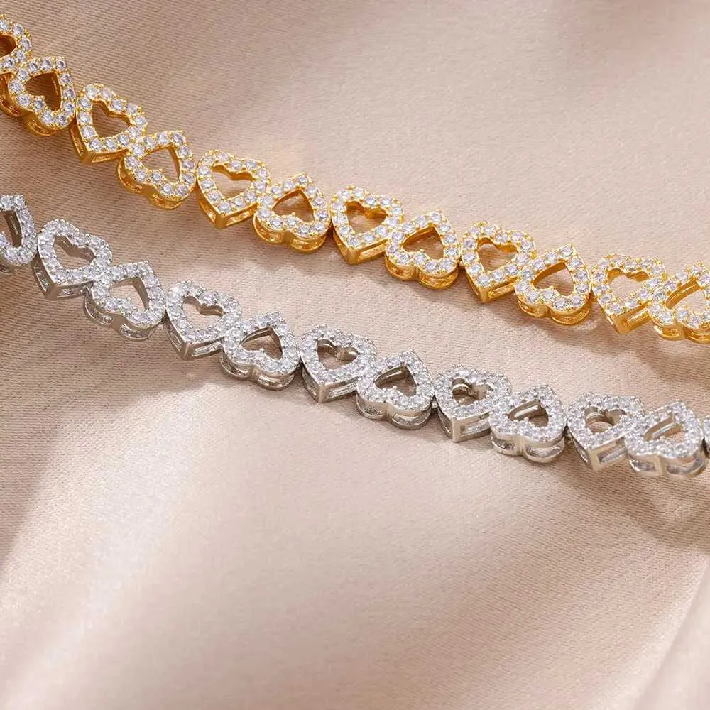 Bangle Zircon Bracelets Women Stainless Steel Gold Color Heart Charm Bracelet Wedding Jewelry Gift For Friends_voghion.com
