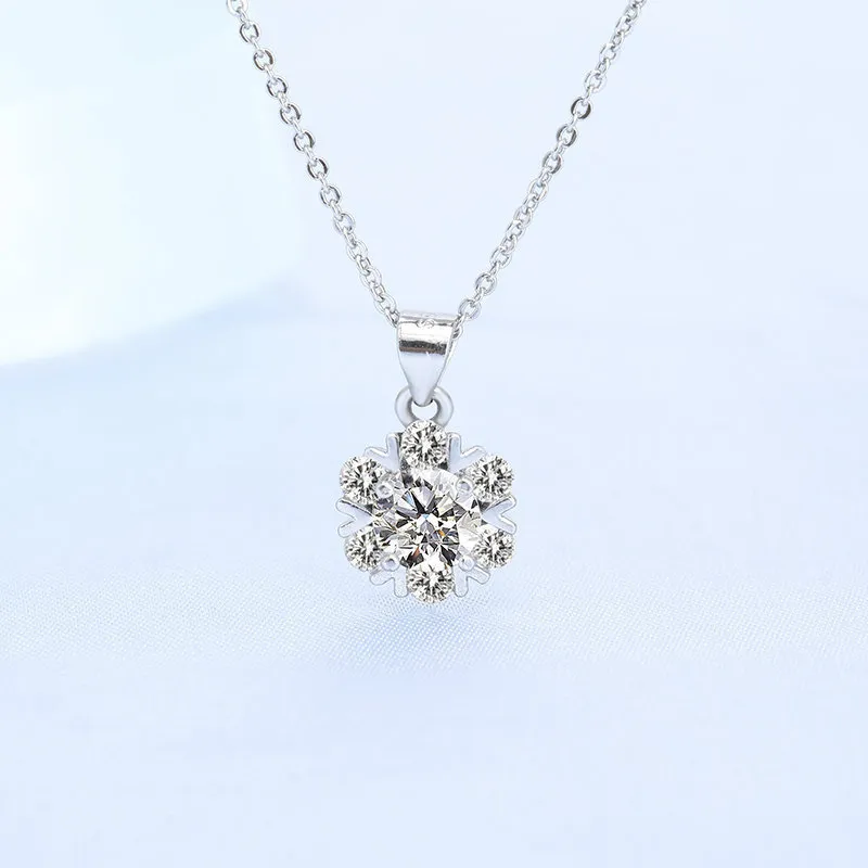 Colares com pingentes genuínos em prata esterlina com padrão de floco de neve colar feminino estilo coreano acessório de joias finas_voghion.com
