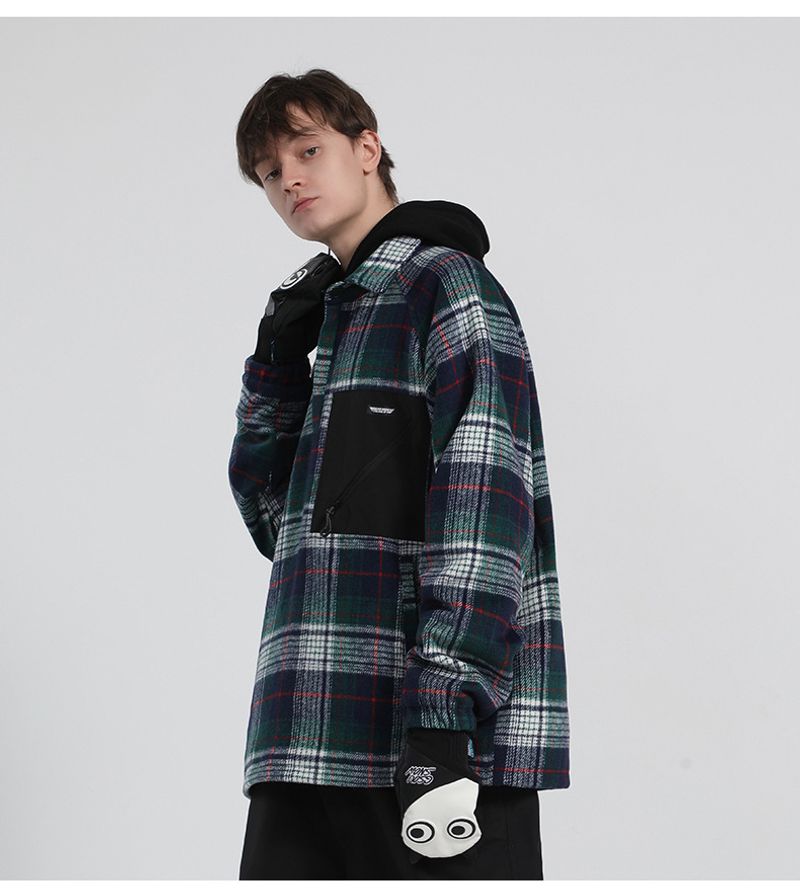 New winter wear men's snowboard double board warm plaid shirt women's ski hoodie couple_voghion.com