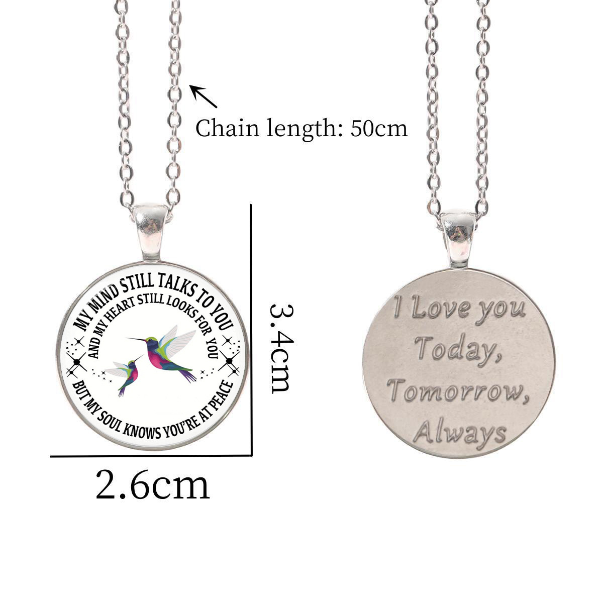 Collana con ciondolo fotografico in vetro rotondo in argento con lettere inglesi alla moda, accessori per gioielli alla moda, regalo_voghion.com