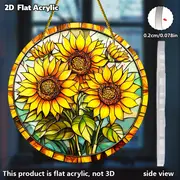 Captor de lumini din floarea-soarelui - Decor acrilic rotund pentru casă/fereastră/grădină. Cadou perfect de sărbători pentru Crăciun/Paște/Ziua Recunoștinței. Utilizare în interior/exterior._voghion.com