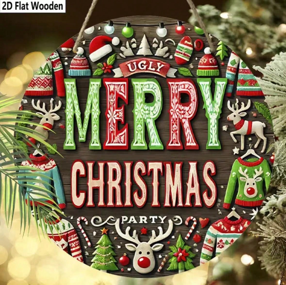 Vrolijke kerstversiering, houten deurhanger of tafelversiering, geschikt voor thuis, kantoor, tuin, kerstfeestdecoratie, cadeau, kerstdecoratie_voghion.com