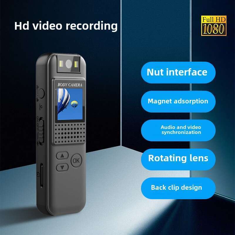 High Definition Night Vision Camera With Screen, Intelligent Noise Reduction, Back Clip, Conference Recording,_voghion.com