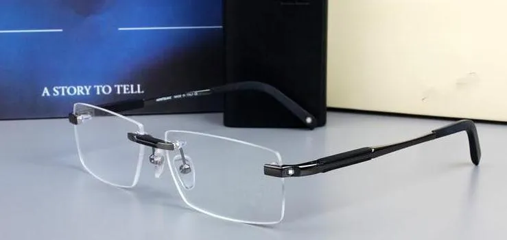 New Design Rimless Glasses Wide Spectacle Men Square Eyeglasses Frames 0349 Titanium Glasses Prescription Lens Optical_voghion.com