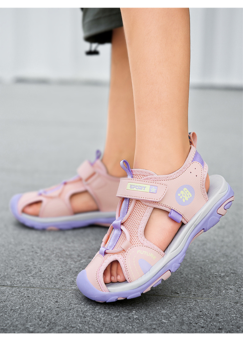 Sandalen mit Kopf für Kinder, Collision Hollow Out 2024 Sommer Student Anti-Rutsch-Strandschuhe für Mädchen mit weicher Sohle_voghion.com