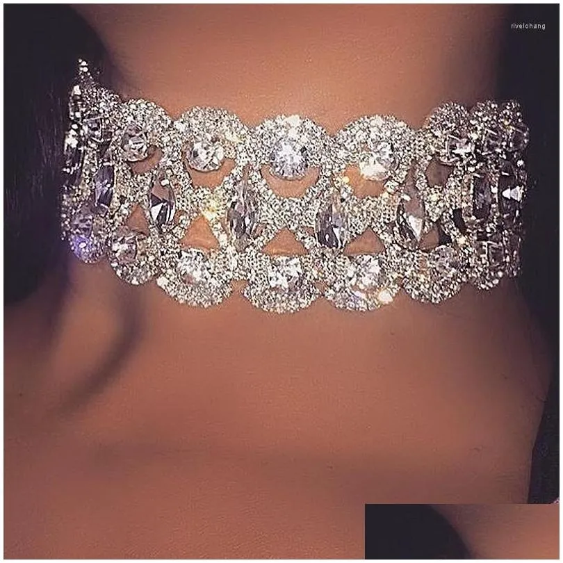 Colliers pendentifs fins et brillants, collier ras du cou doré bohème pour femmes, magnifique chaîne en strass, ras du cou pour mariée et mariage_voghion.com