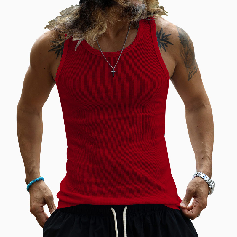 24 New American Herren Tank Top Slim Fit Freizeit Sport Herren Frühjahr/Sommer Unterteil Thread Tank Top_voghion.com
