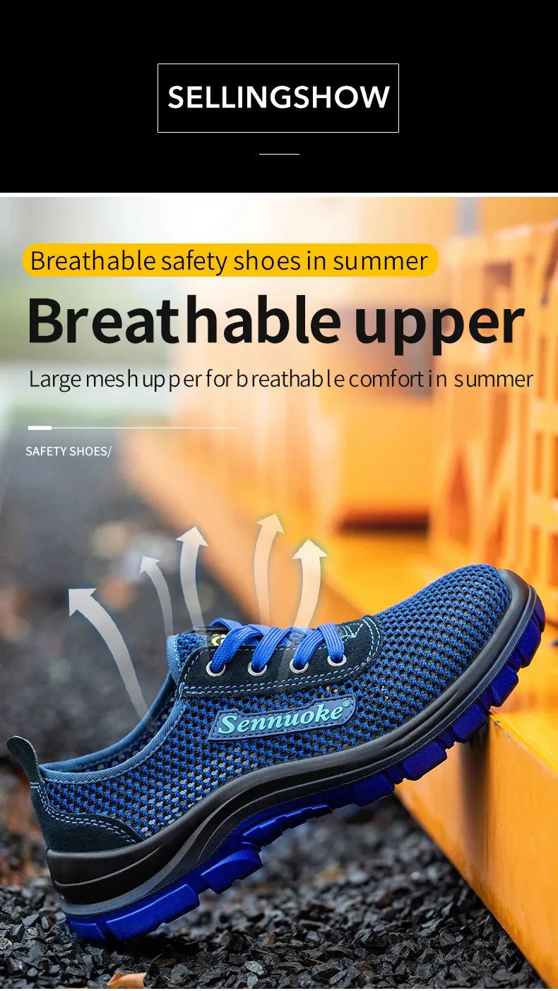 Chaussures pour hommes avec embouts en acier légers, adaptées aux travailleurs, sans besoin de transport, sécurité industrielle, tennis_voghion.com