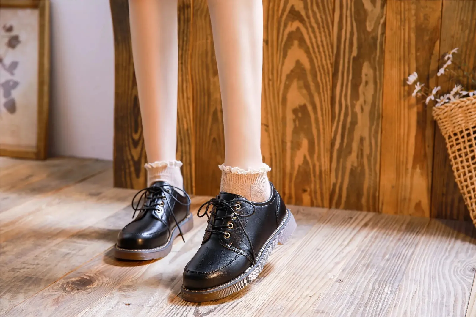 Women's Lace Up Platform Oxfords Flat Shoes Breathable Casual_voghion.com