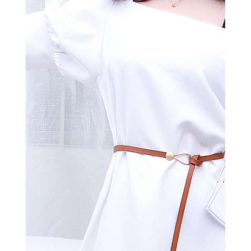 Cintura sottile con cento nodi da donna, nera alla moda con abito, cintura da maglione_voghion.com