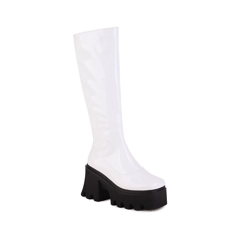 New long boots with round heads, thick soles and side zippers for women_voghion.com