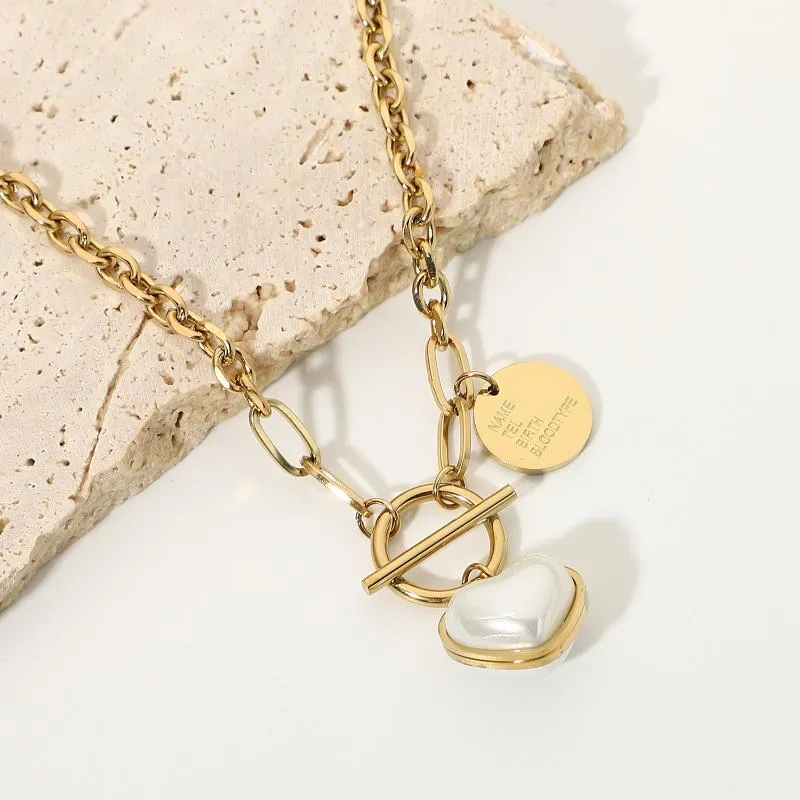 Pendant Necklaces Stock Fashion Pearl Heart Charm Necklace Chain Korean Ins Mother Of Gold Stainless Steel Jewerly For_voghion.com
