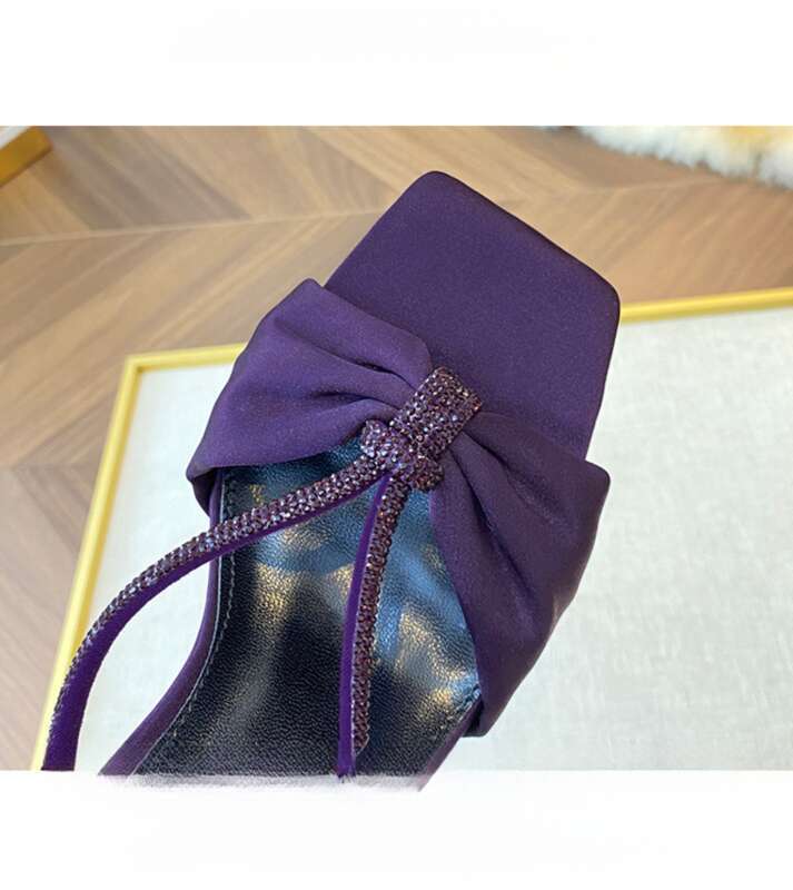 Sandali con cinturino dritto in raso con strass 2025 per donna, nuova punta in gel a farfalla_voghion.com
