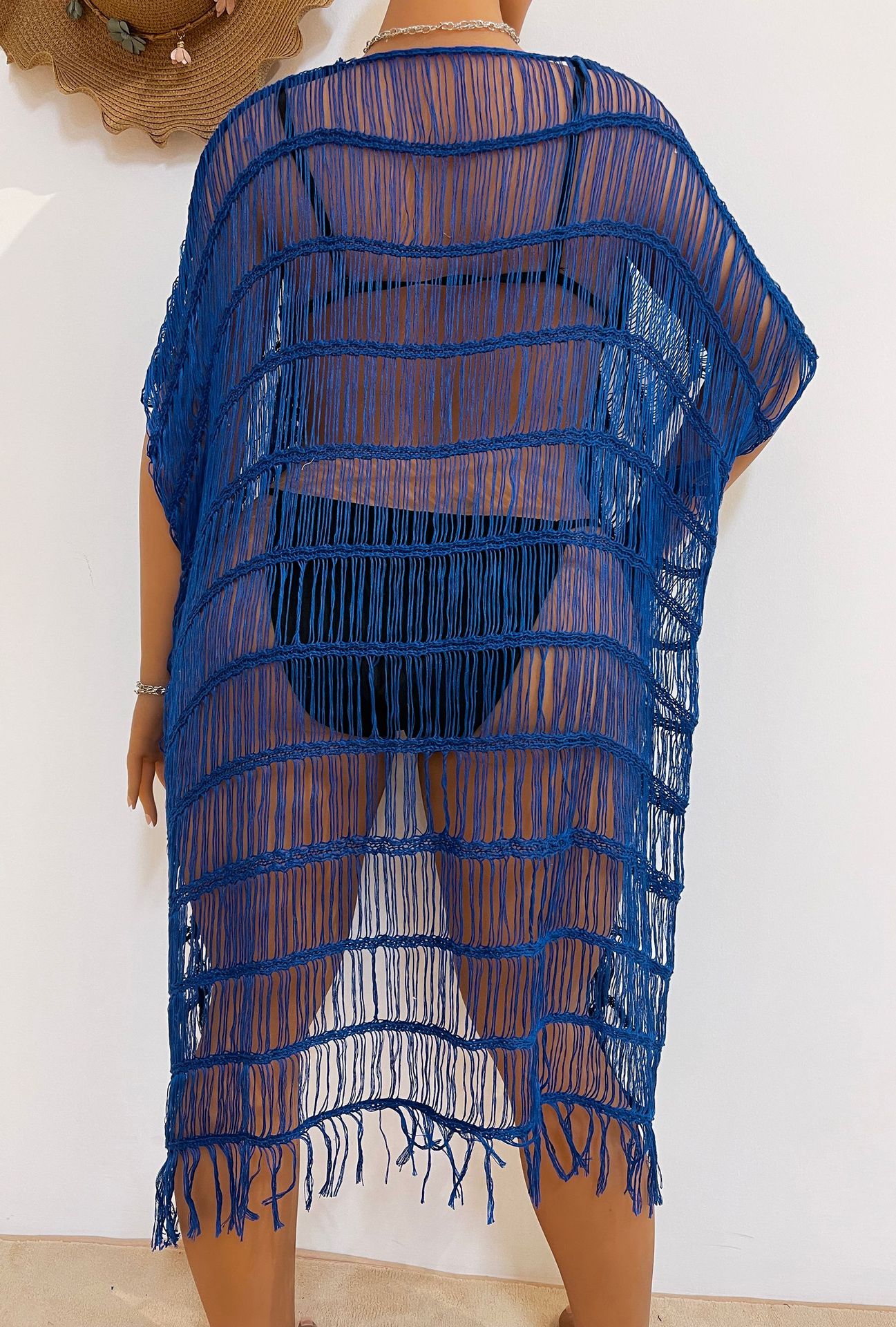plus size women's sexy see-through short-sleeved cardigan outerwear blouse_voghion.com