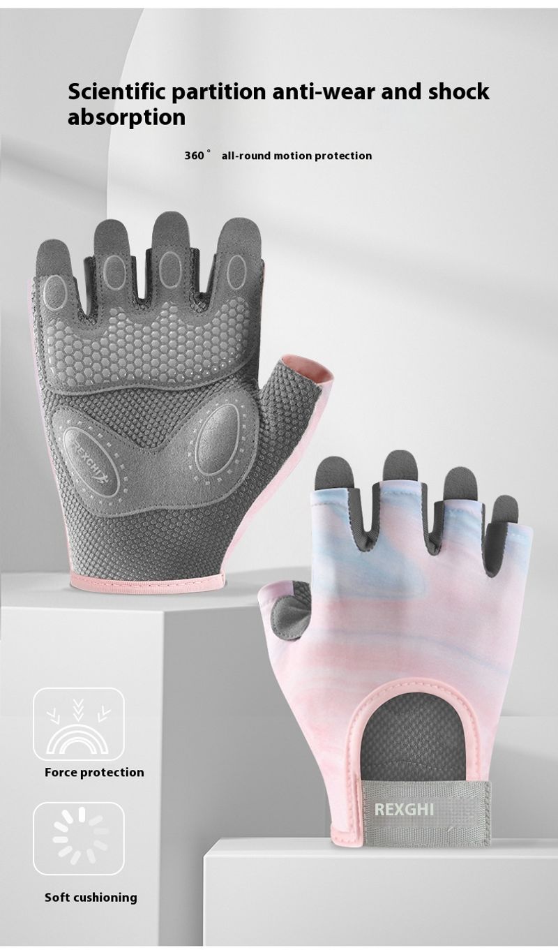 Sports Riding Half Finger Bike Wear resistant and Anti slip Silicone Shock Absorbing Fiess Gloves_voghion.com