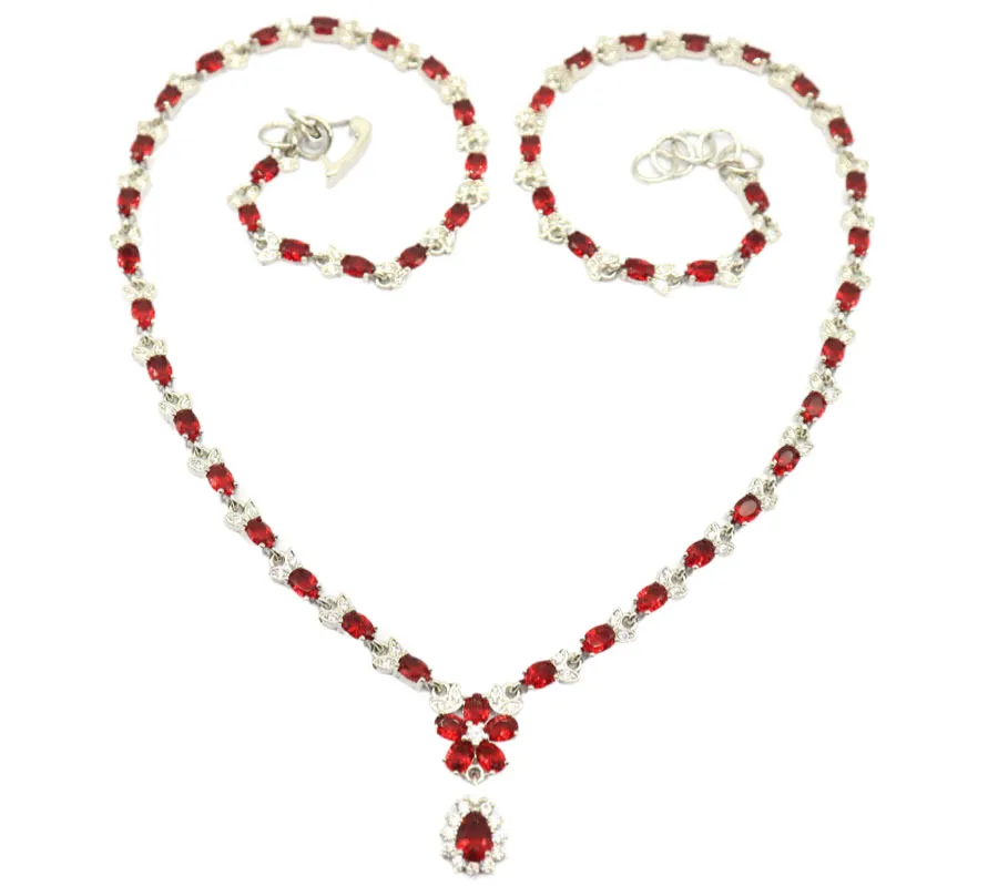 Multi Colour Gemstone Chain Necklace With Purple Spinel Peridot_voghion.com