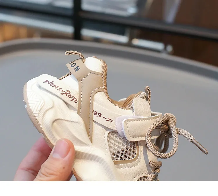 Childrens mesh breathable short chubby TPR running for boys and girls childrens casual sports shoes white tennis 3 4 5 6_voghion.com