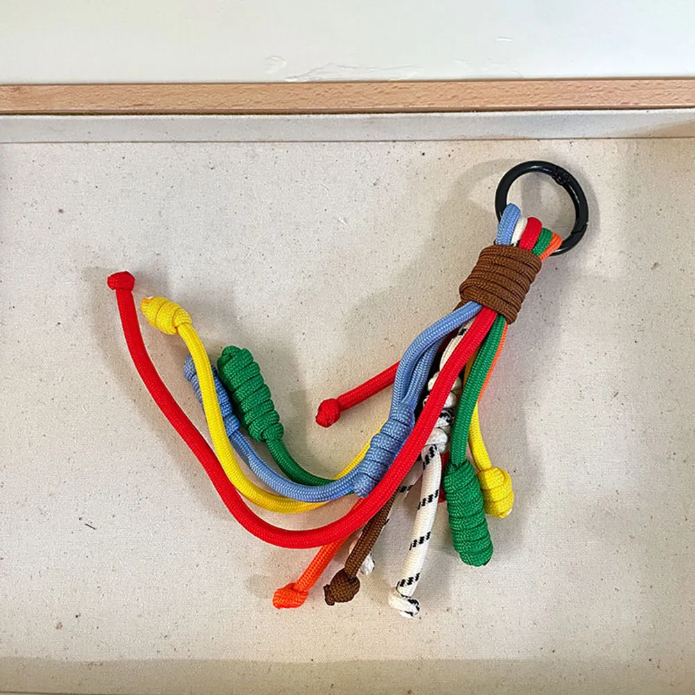 Korean Stylish Rainbow Rope Pendant Chain Jewelry Strap Handmade Landyard Accessrioes Keyring Bag Women Phone Hanging_voghion.com