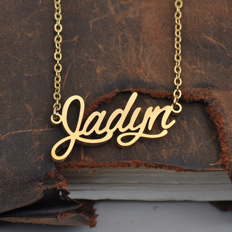 Personalized Name Necklace Initial Letter Cursive Gold Necklace_voghion.com