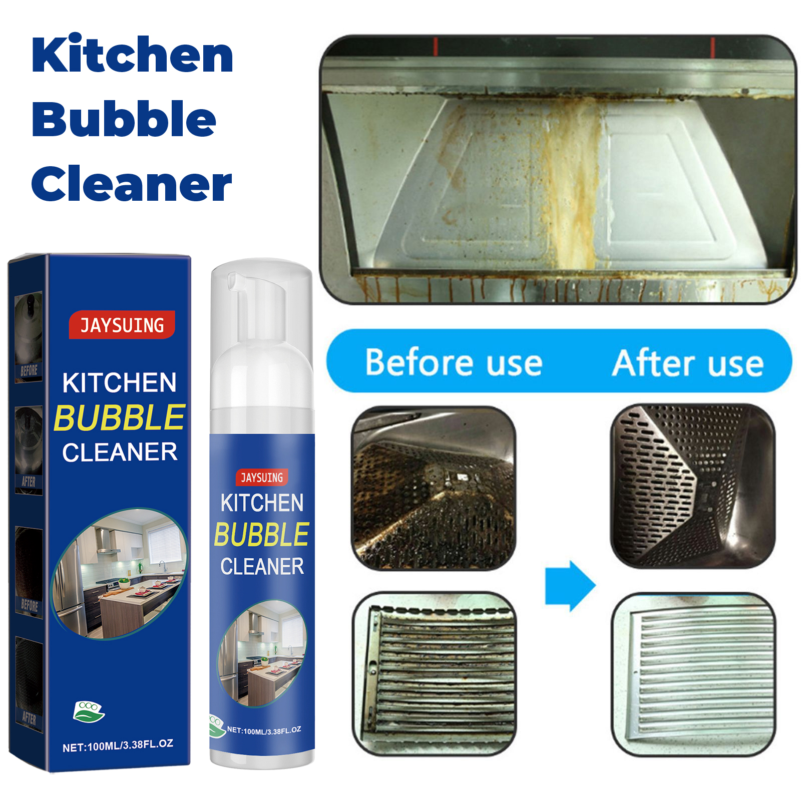 Jaysuing Grease Cleaning, Kitchen Cleaning, Foam Cleaner, Heavy Grease Cleaning On Kitchen Stove, Kitchenware Removal Of Stains, Dirt And Rust_voghion.com